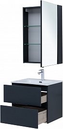 Aquanet Мебель для ванной Алвита New 60 2 ящика подвесная антрацит матовая – фотография-6